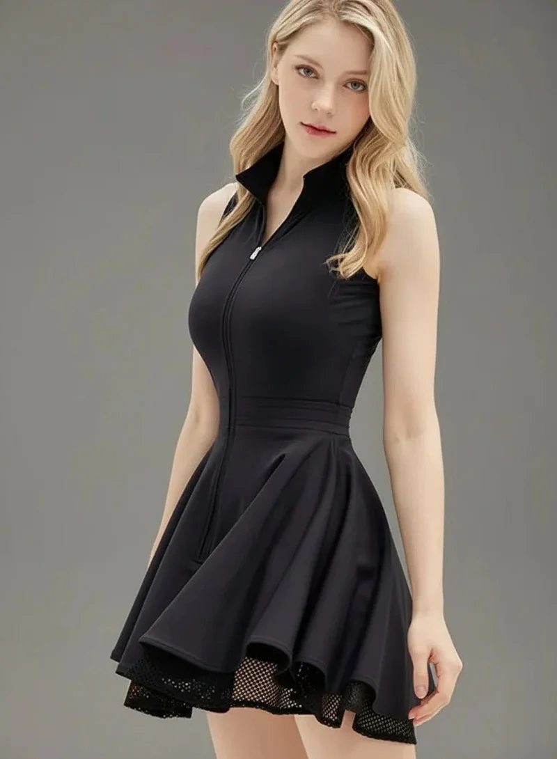 Svl Black Wiktoria Padel & Tennis Dress with Built-in Shorts (No Built-in Bra) for Women | Best Price UAE